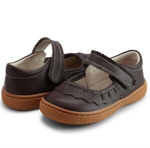 Livie & Luca Girls Ruche Classic Mary Jane Mocha Brown Leather Shoes Size 12 NEW